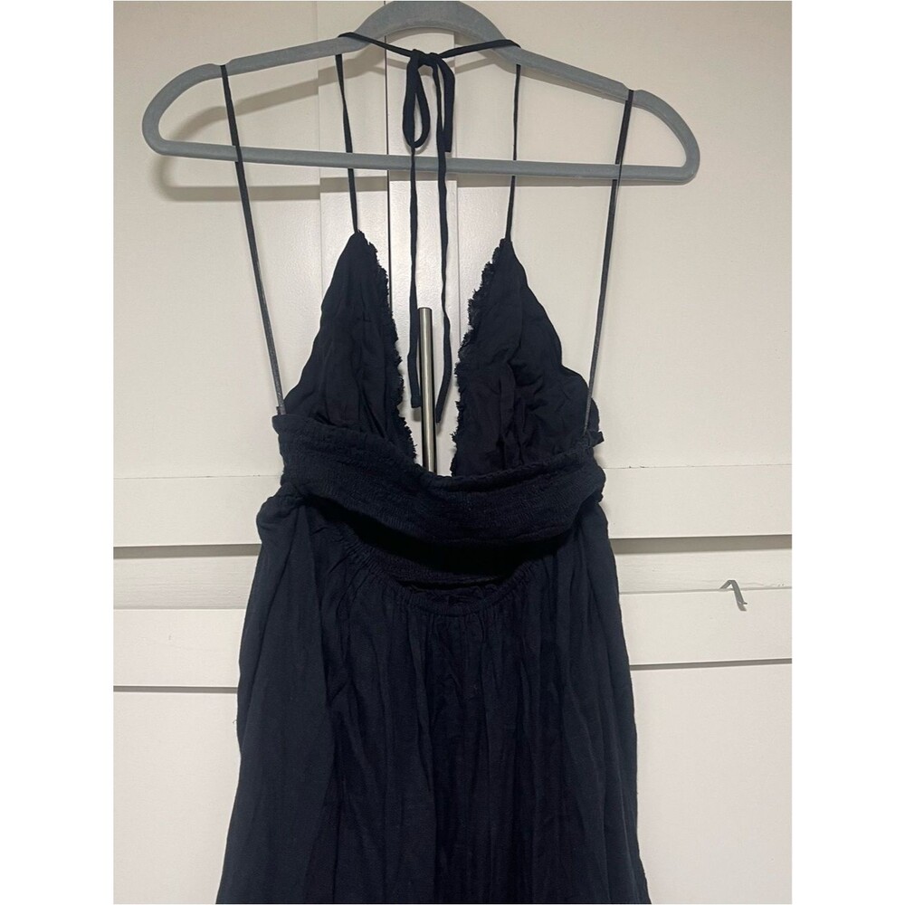 New Kimchi Blue Phoebe Open Back Halter Tiered Maxi Dress Rayon Black Sz S NWOT - Picture 10 of 10